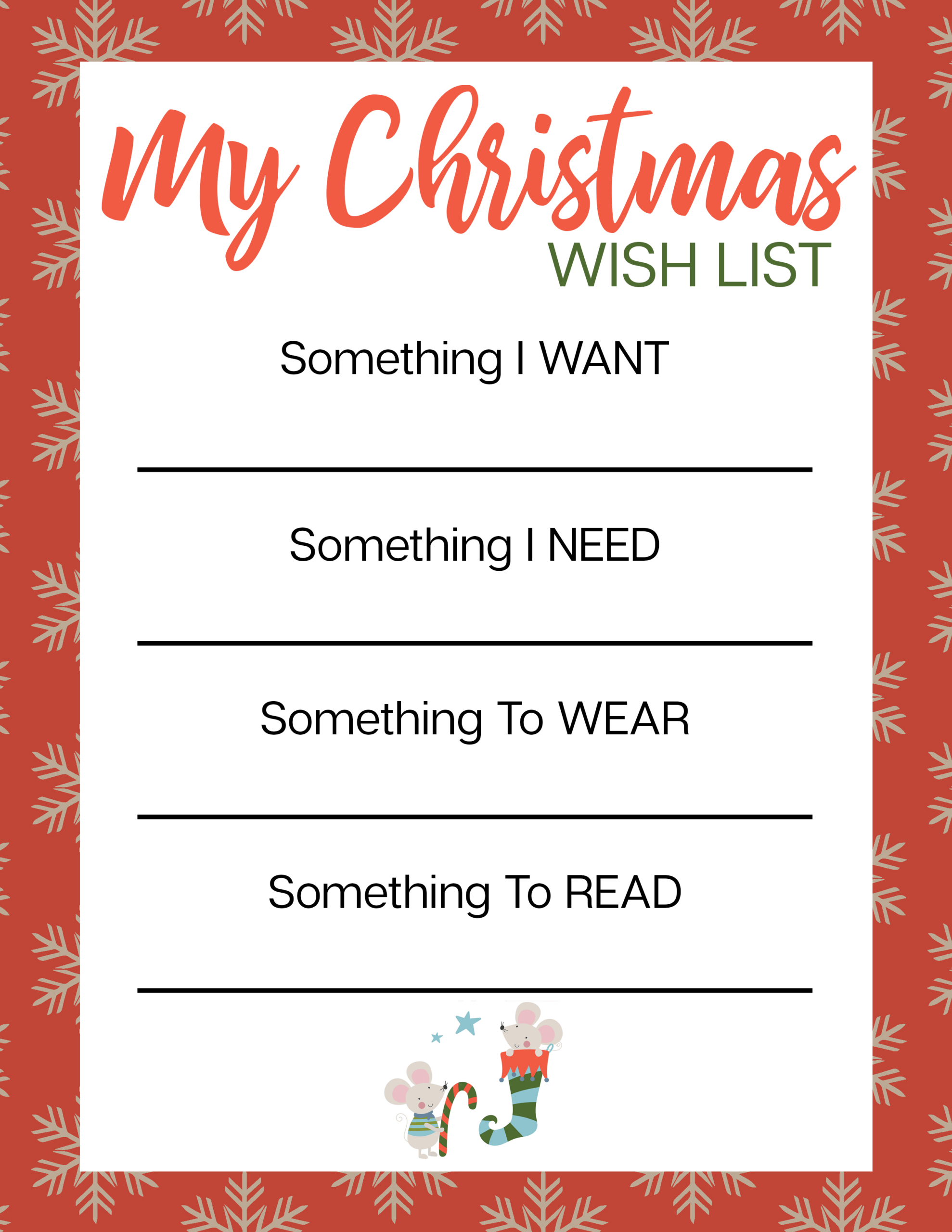 Christmas Wish List Template – Free Printable - Las Vegas Fit Mom intended for Something You Want Something You Need Printable