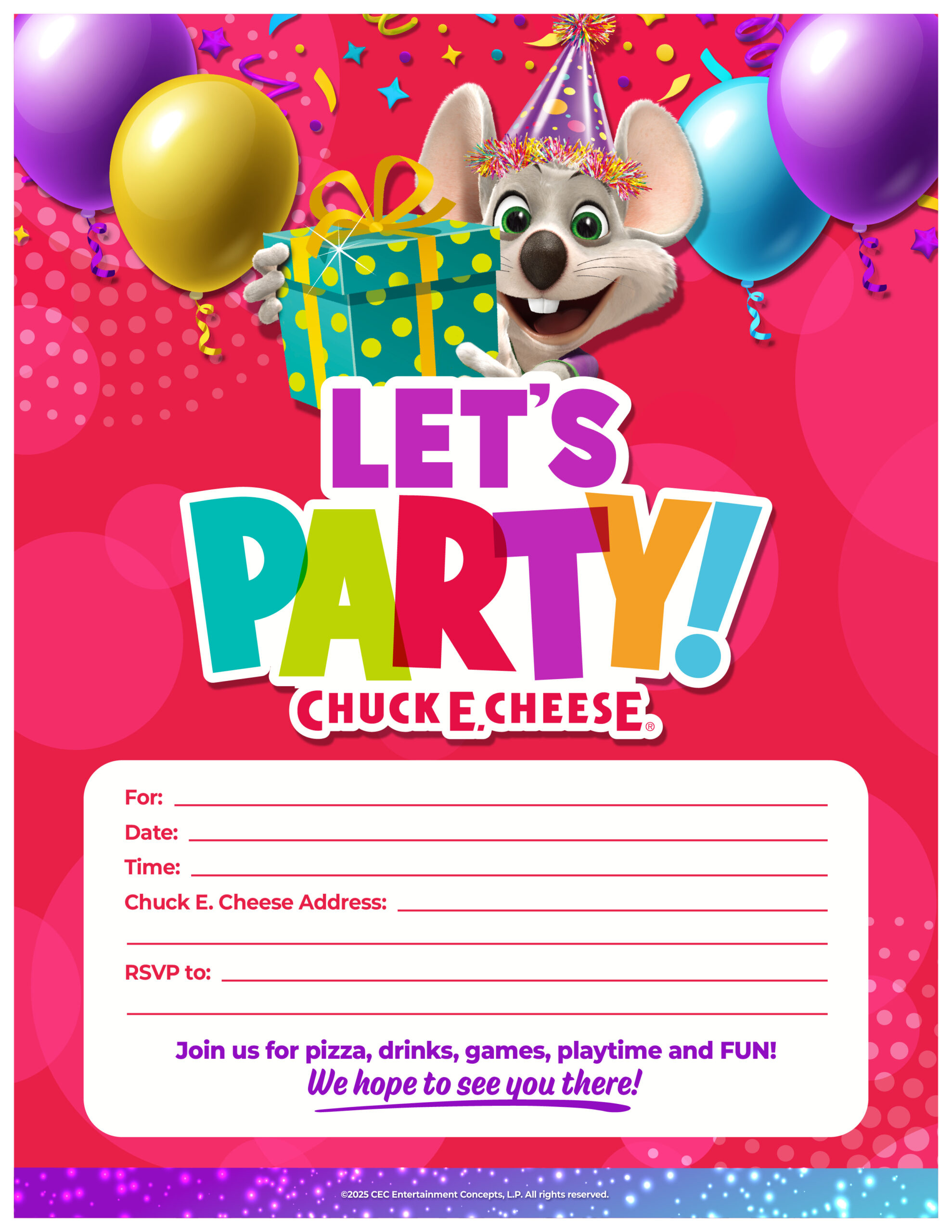 Chuck E. Cheese Tacoma, Wa | Kids Birthday Parties, Pizza &amp;amp; Arcade in Free Chuck E Cheese Printable Invitations