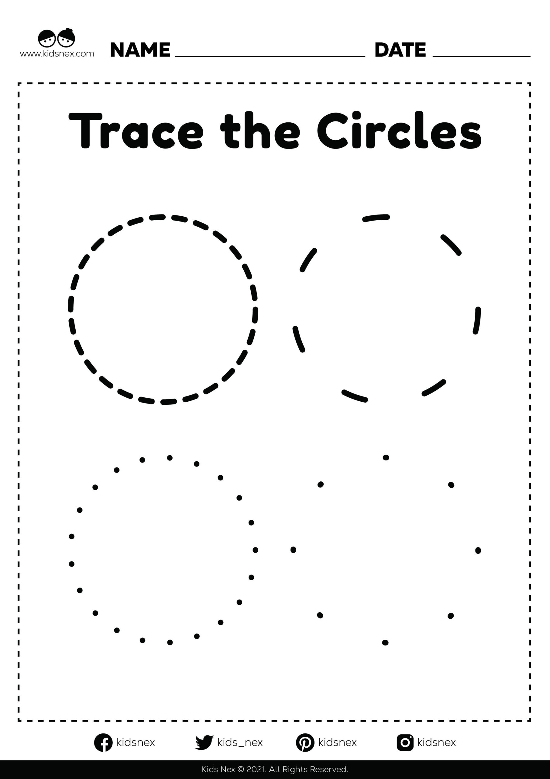 Circle Tracing Worksheet - Pdf Printable | Kidsnex throughout Free Printable Circle Tracing Worksheet