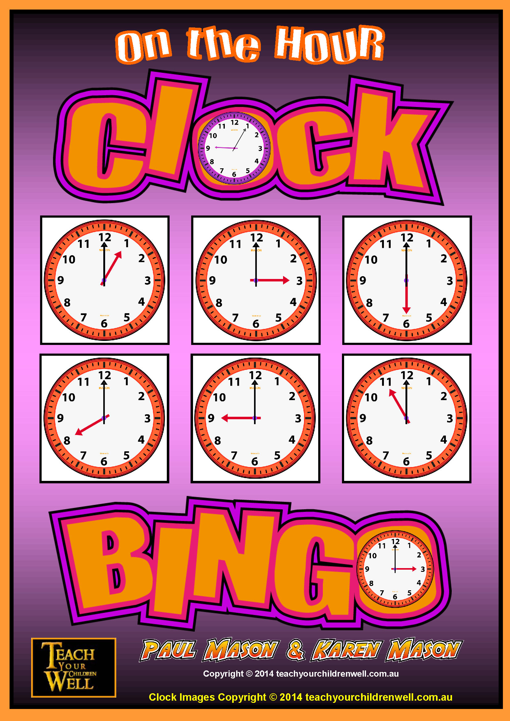 Clock Bingo - (Time Bingo) On The Hour - 32 Cards | Teach In A Box throughout Educational Bingo Cards Time