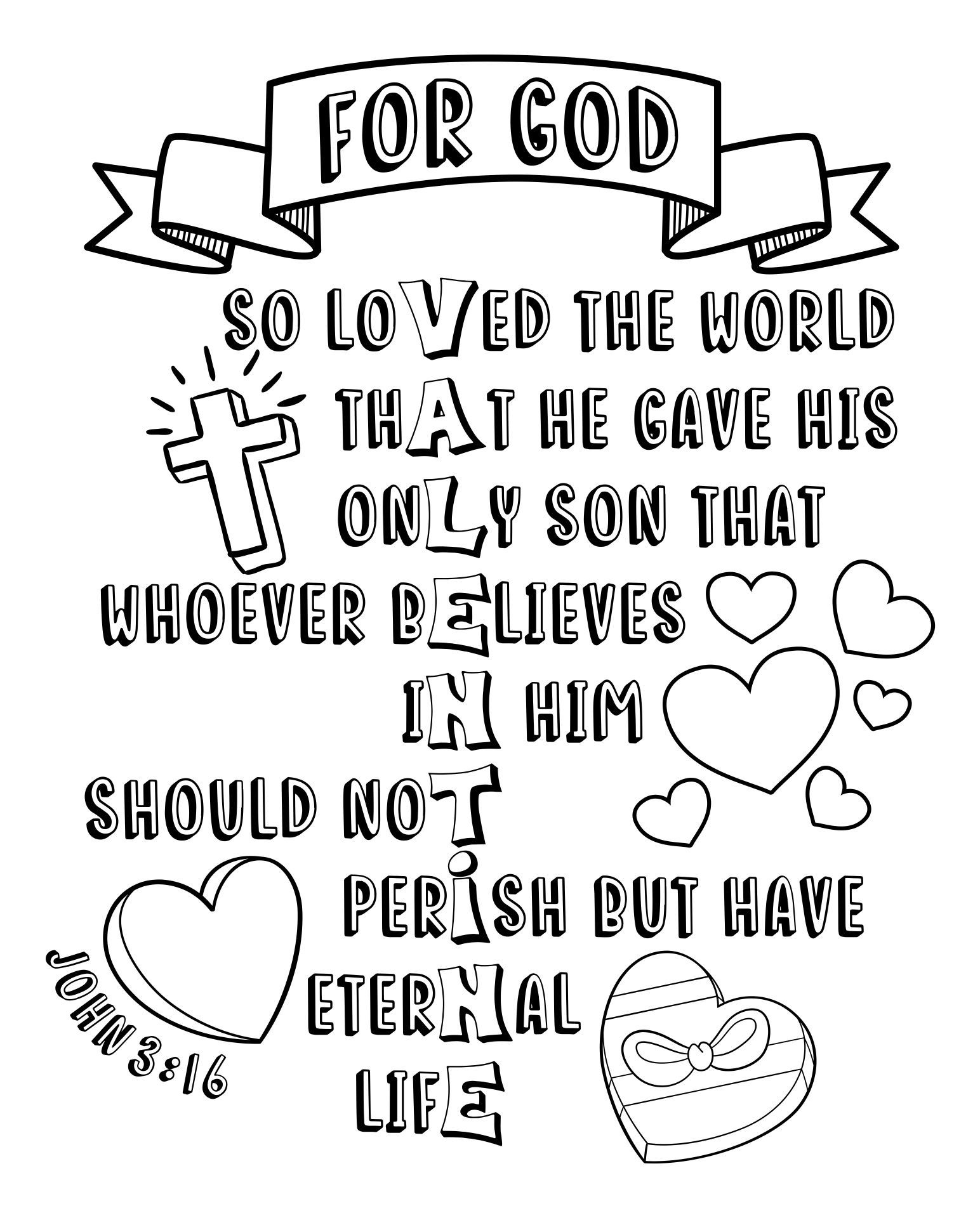 Coloring Page With John 3 16 - 10 Free Pdf Printables | Printablee inside John 3 16 Printable
