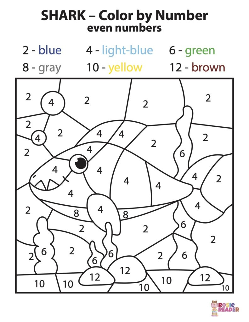 Colornumber Shark - Reading Adventures For Kids Ages 3 To 5 intended for Color By Number Worksheet Printable