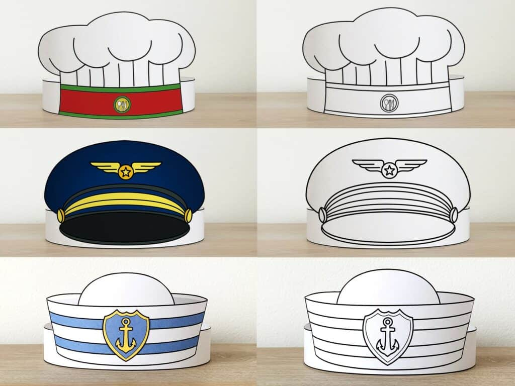 Community Helpers Paper Crowns - Kids Craft - Happy Paper Time regarding Community Helper Hats Printable Free