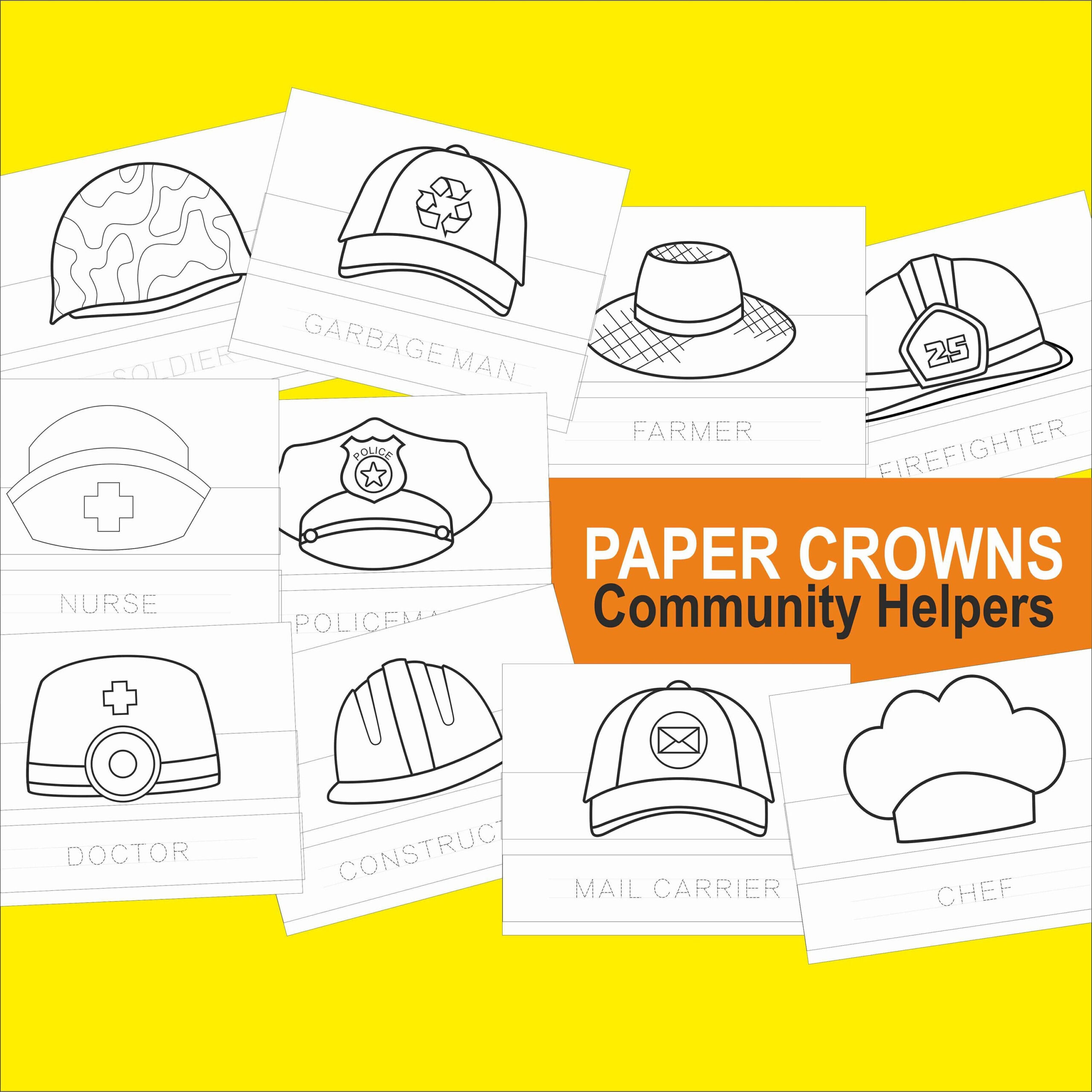 Community Helpers Printable Hats Community Helpers Paper Crowns with Community Helper Hats Printable Free