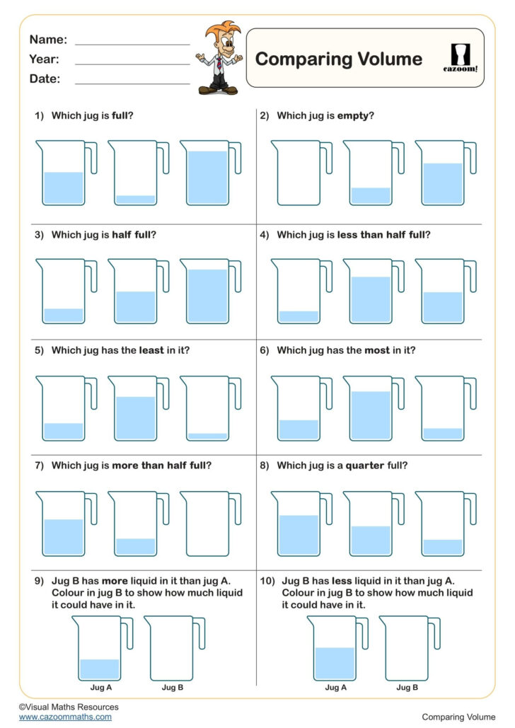 Capacity Worksheet Printable Free