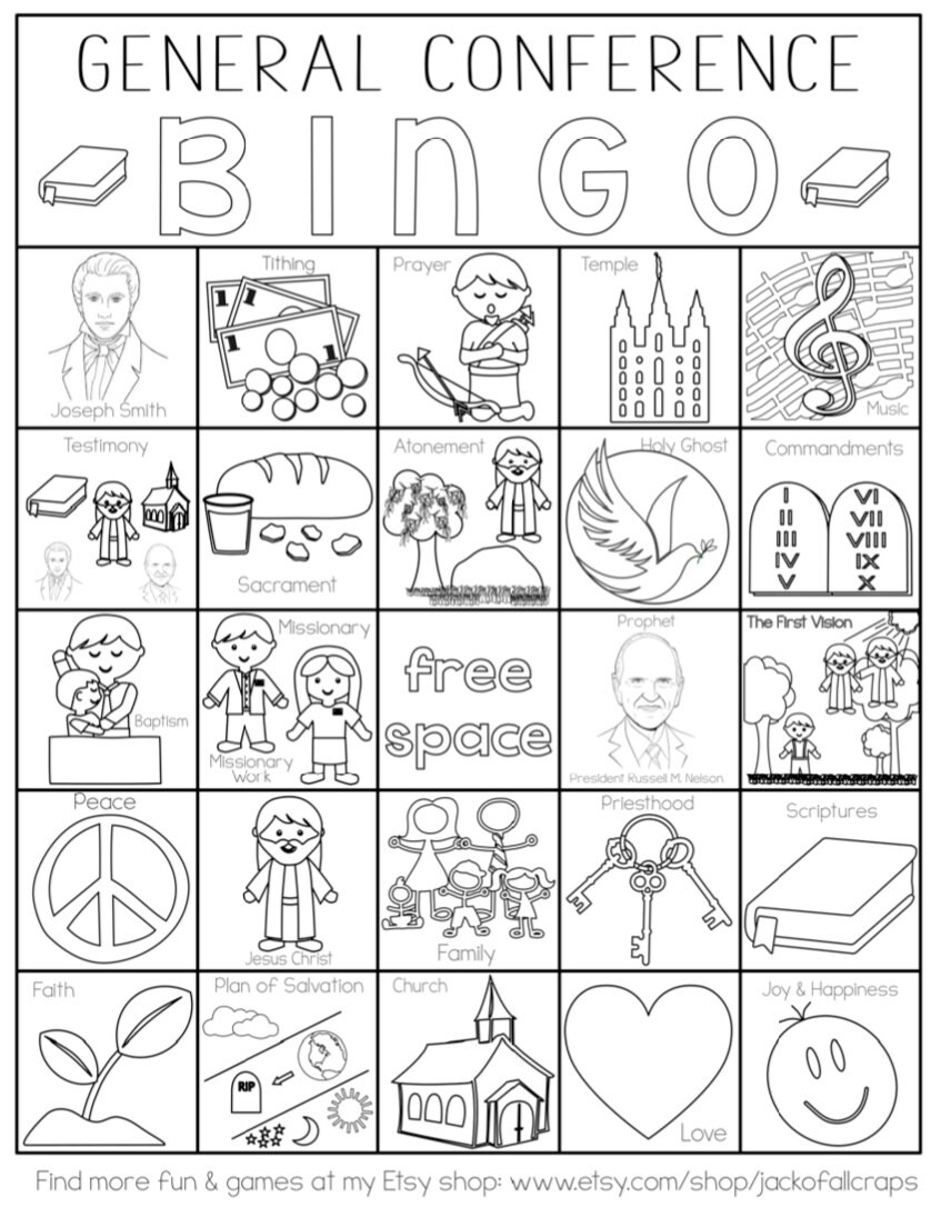 Conference Bingo, General Conference Bingo, Church Bingo, Lds for General Conference Bingo Free Printable 2025
