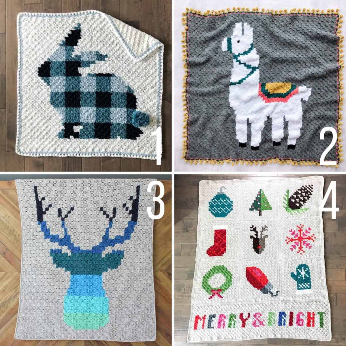 Corner To Corner Crochet Graphgan - Modern, Rustic Deer Blanket with Printable Free C2C Crochet Graphgan Patterns