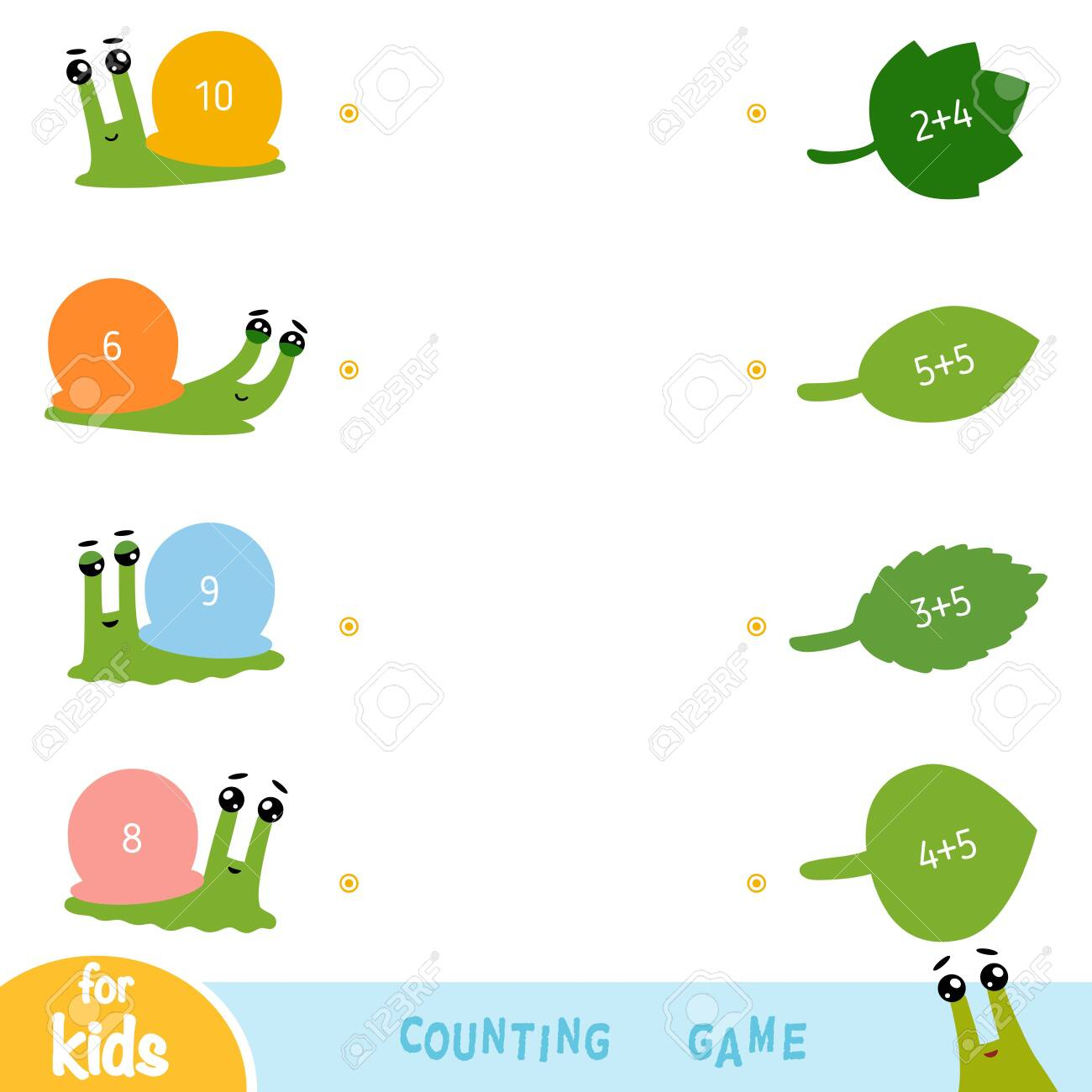 Counting Game For Preschool Children. Educational A Mathematical inside Snail Number Match Worksheet Printable