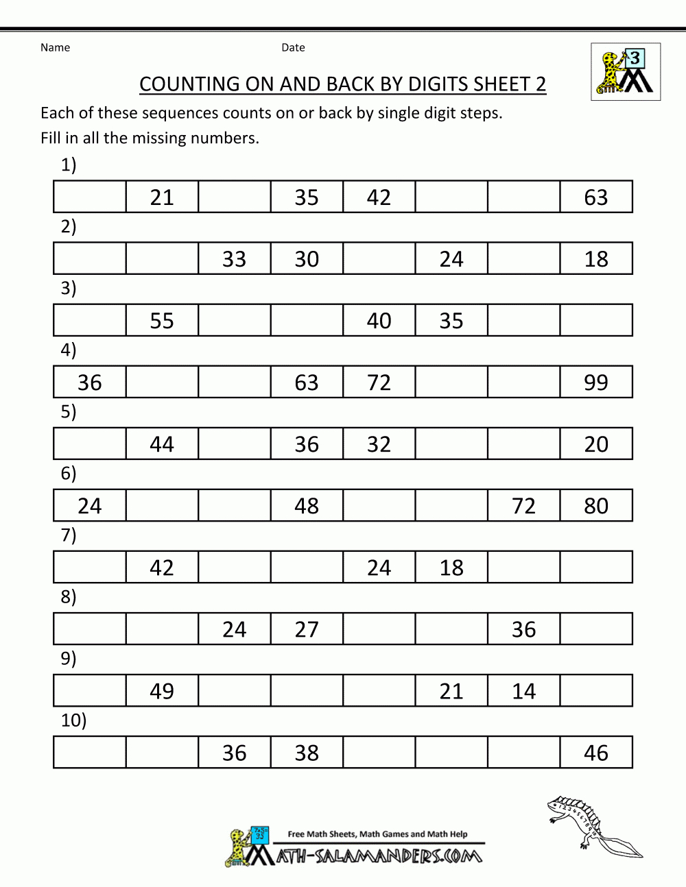 Counting On And Back Worksheets 3Rd Grade for Printable Worksheets Free 3rd Grade