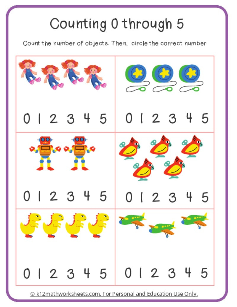 Counting Worksheets | K12Mathworksheets within Counting Lesson Worksheet Printable