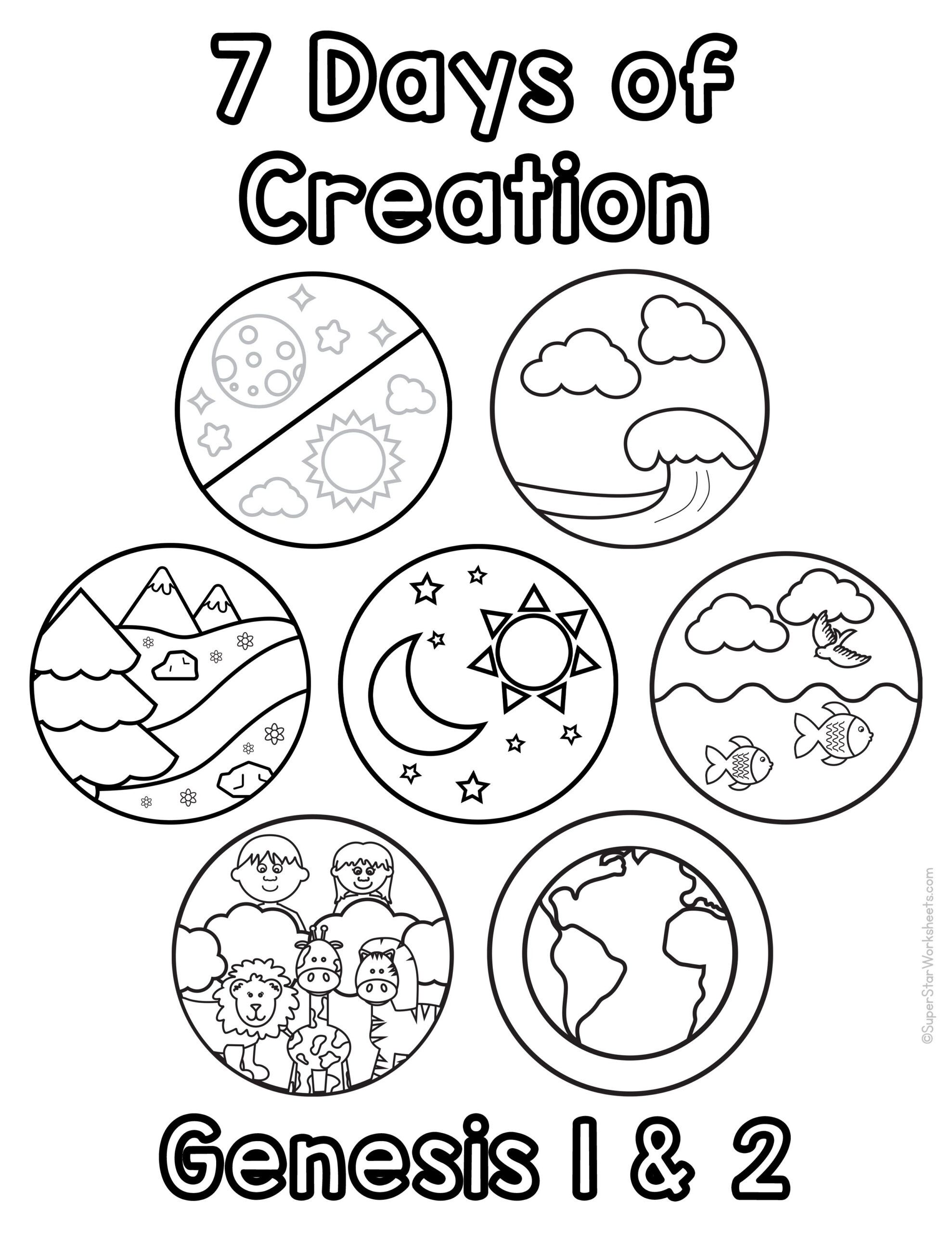Creation Coloring Pages (Free Printables) - Superstar Worksheets with regard to 7 Day Days of Creation Printables