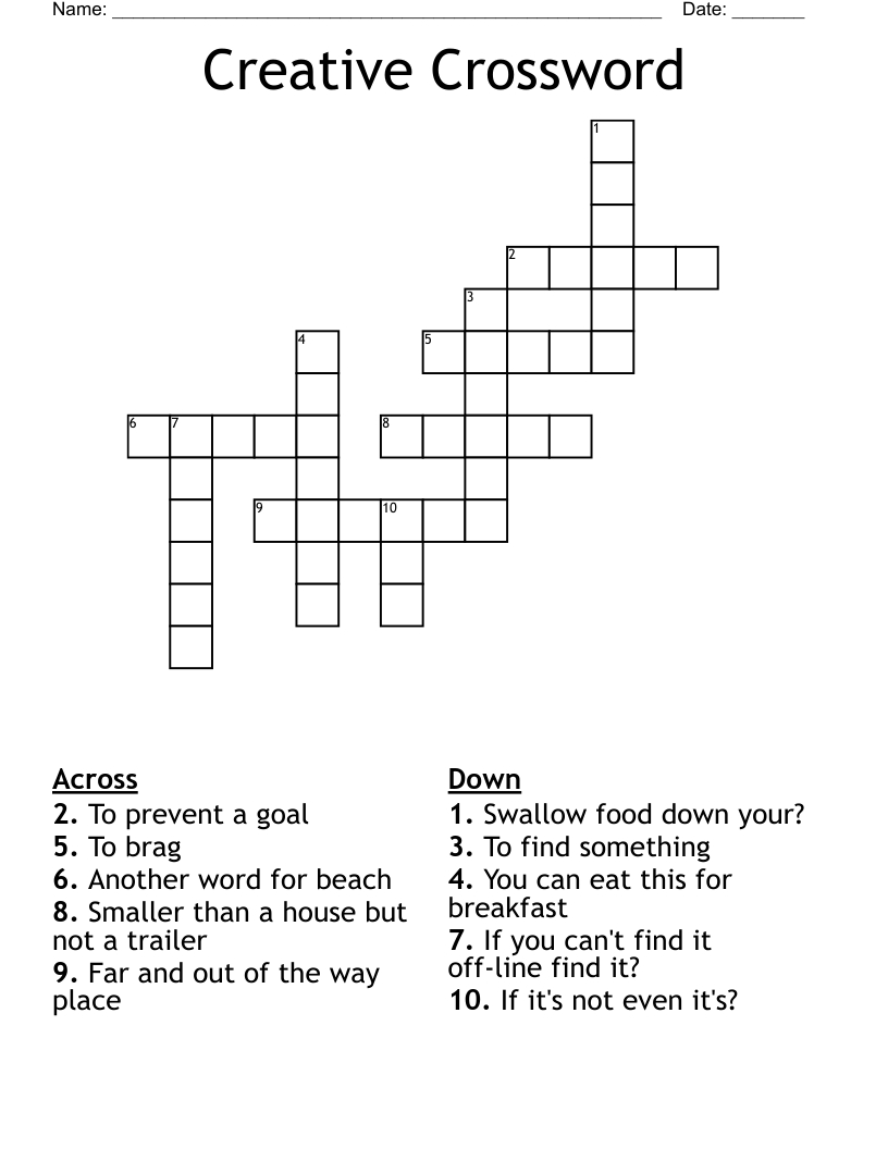 Creative Crossword - Wordmint within Printable Creative Crossword