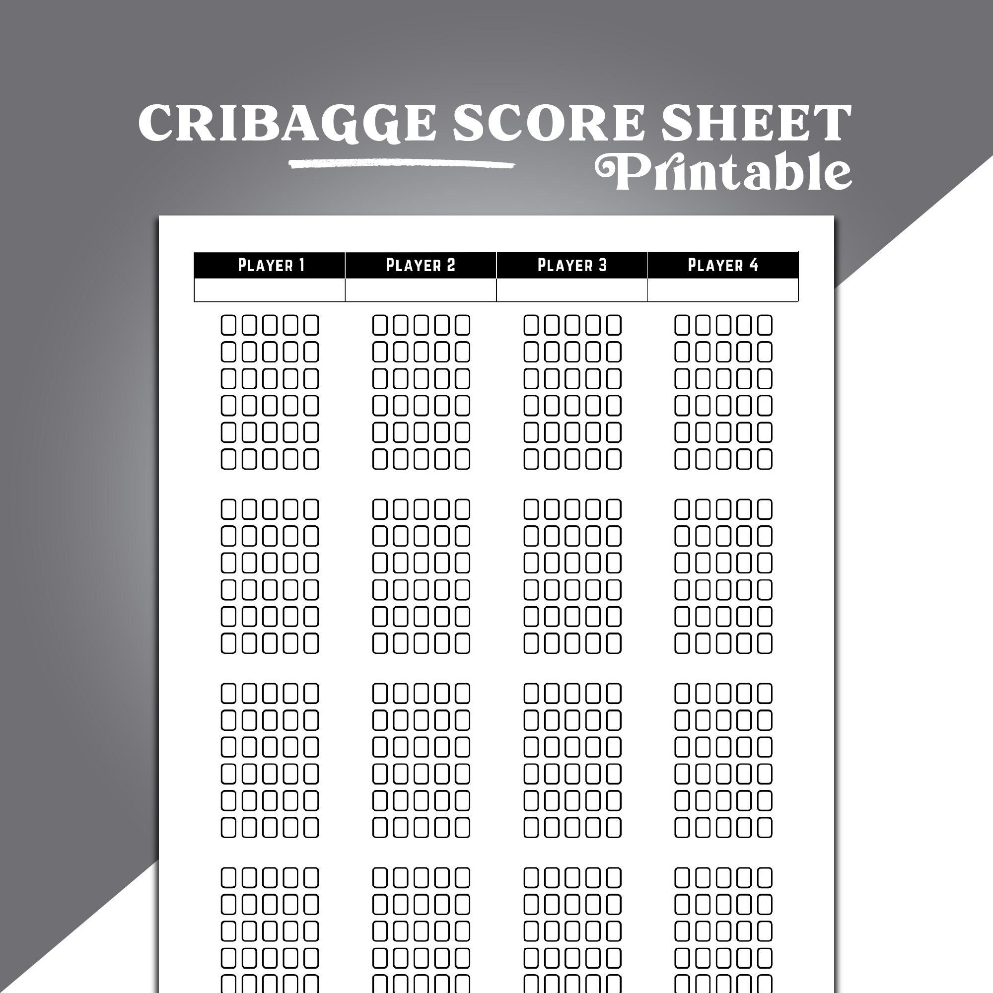 Cribbage Score Sheets, Cribbage Scoring, Cribbage Scoring Aid throughout Cribbage Score Sheet Printable