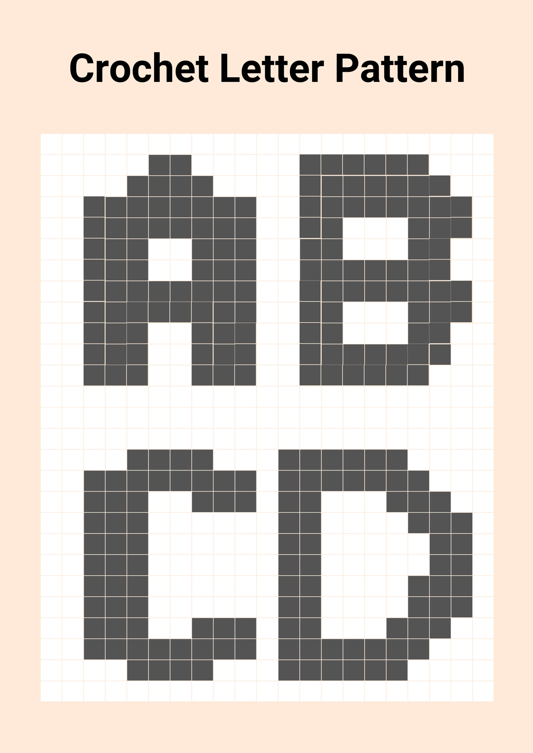 Crochet Letter Chart In Illustrator, Pdf - Download | Template inside Free Printable Crochet Alphabet Patterns
