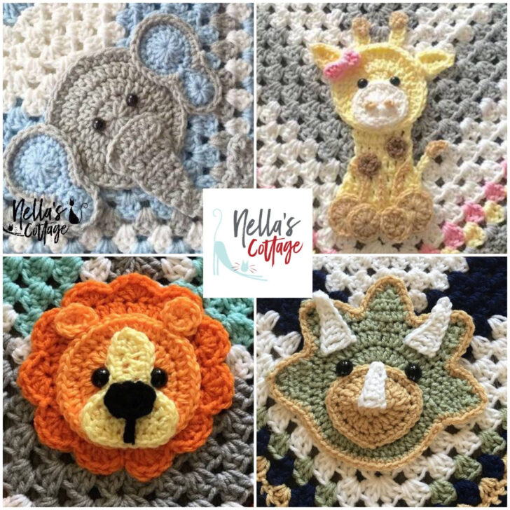 Printable Free Crochet Zoo Animal Applique Patterns