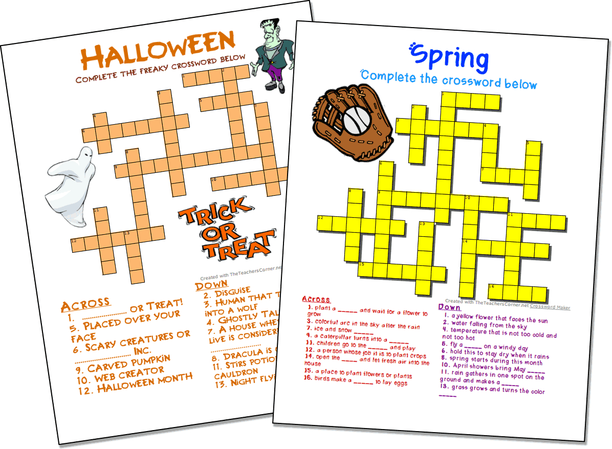 Crossword Puzzle Maker | World Famous From The Teacher&amp;#039;S Corner throughout Free Make Your Own Crossword Puzzle Printable