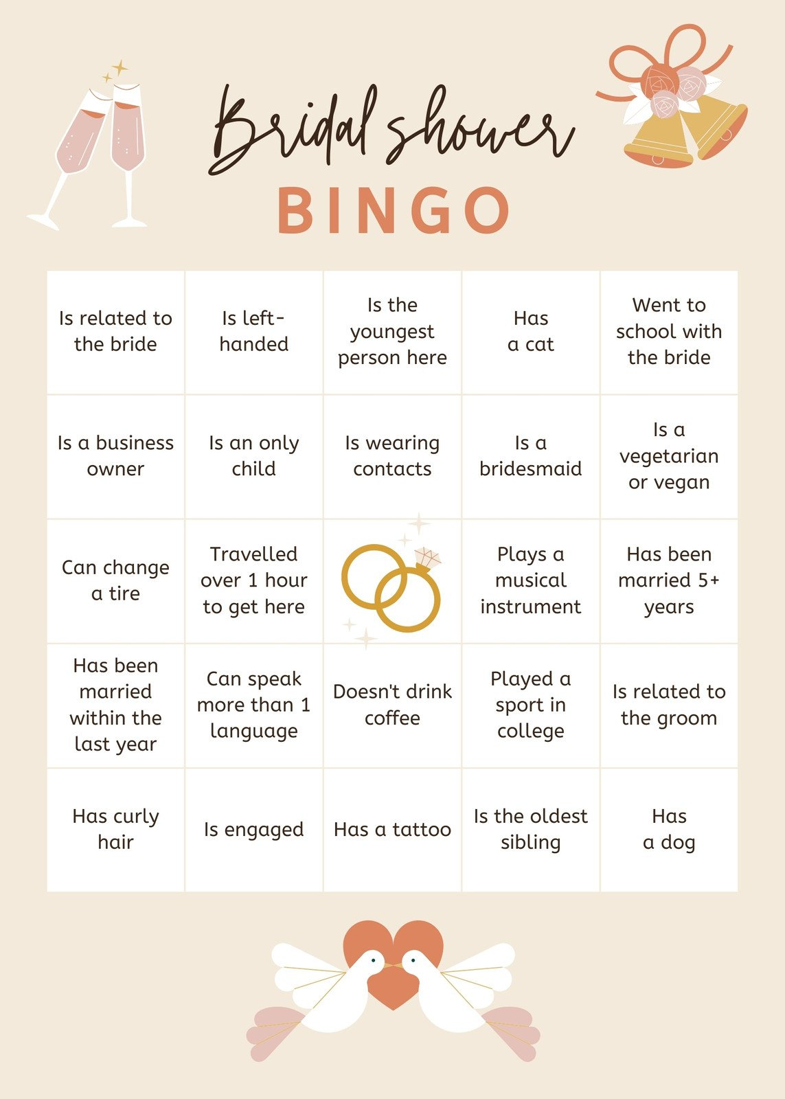 Customize 44+ Bridal Shower Bingo Card Templates Online - Canva throughout Bridal Shower Bingo Cards Free Printable