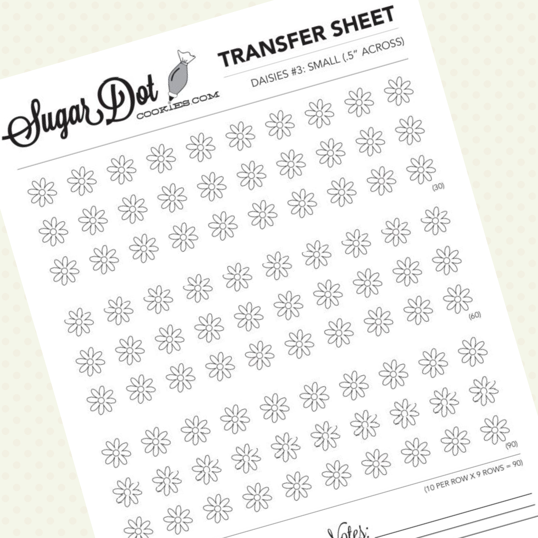 Daisies: Sugar Dot Transfer Sheets inside Free Printable Royal Icing Transfer Sheets