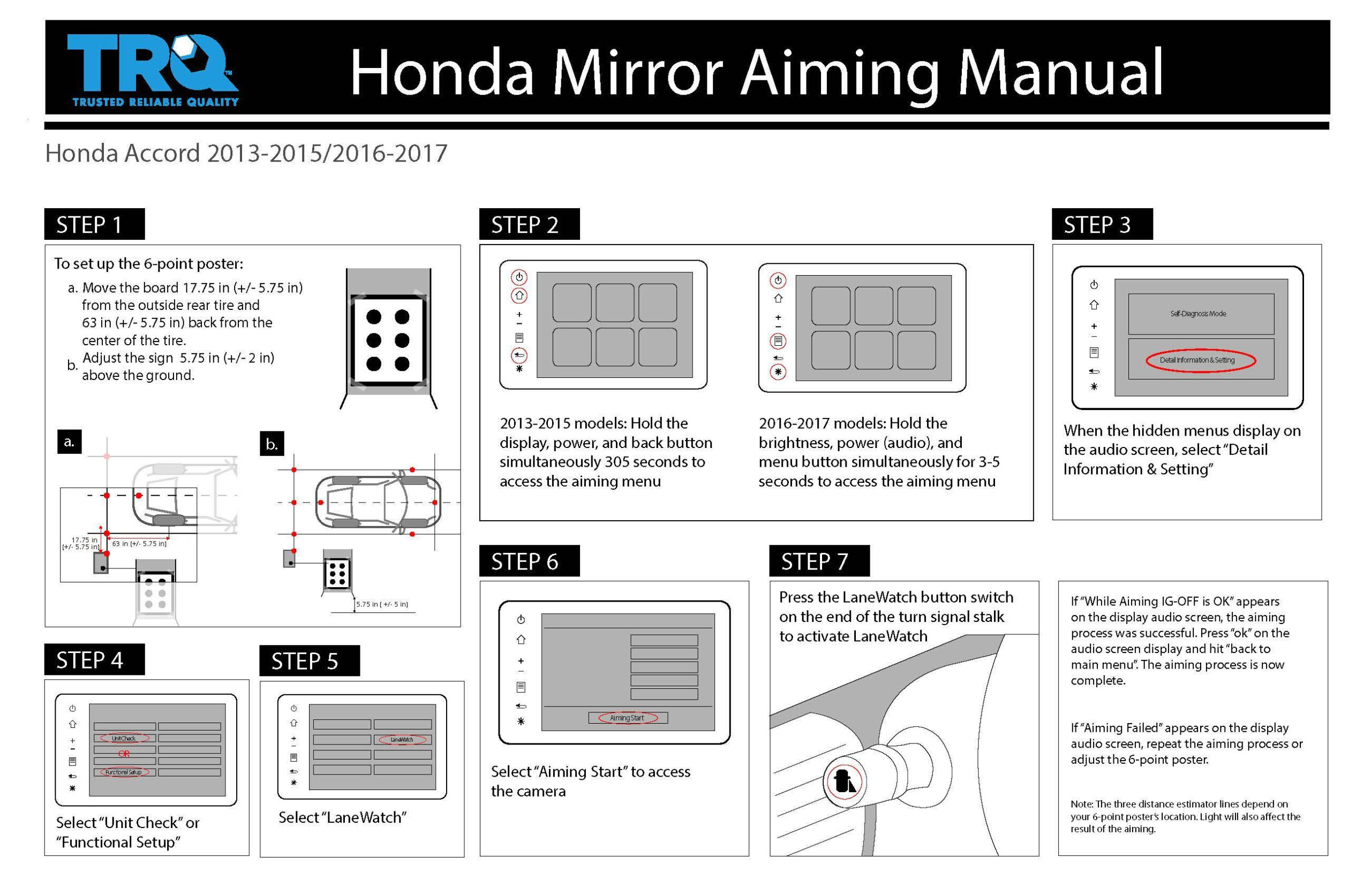 Dealer Asked $130 For Lane Watch Aim Calibration. Did It Myself regarding Printable Honda Aiming Target