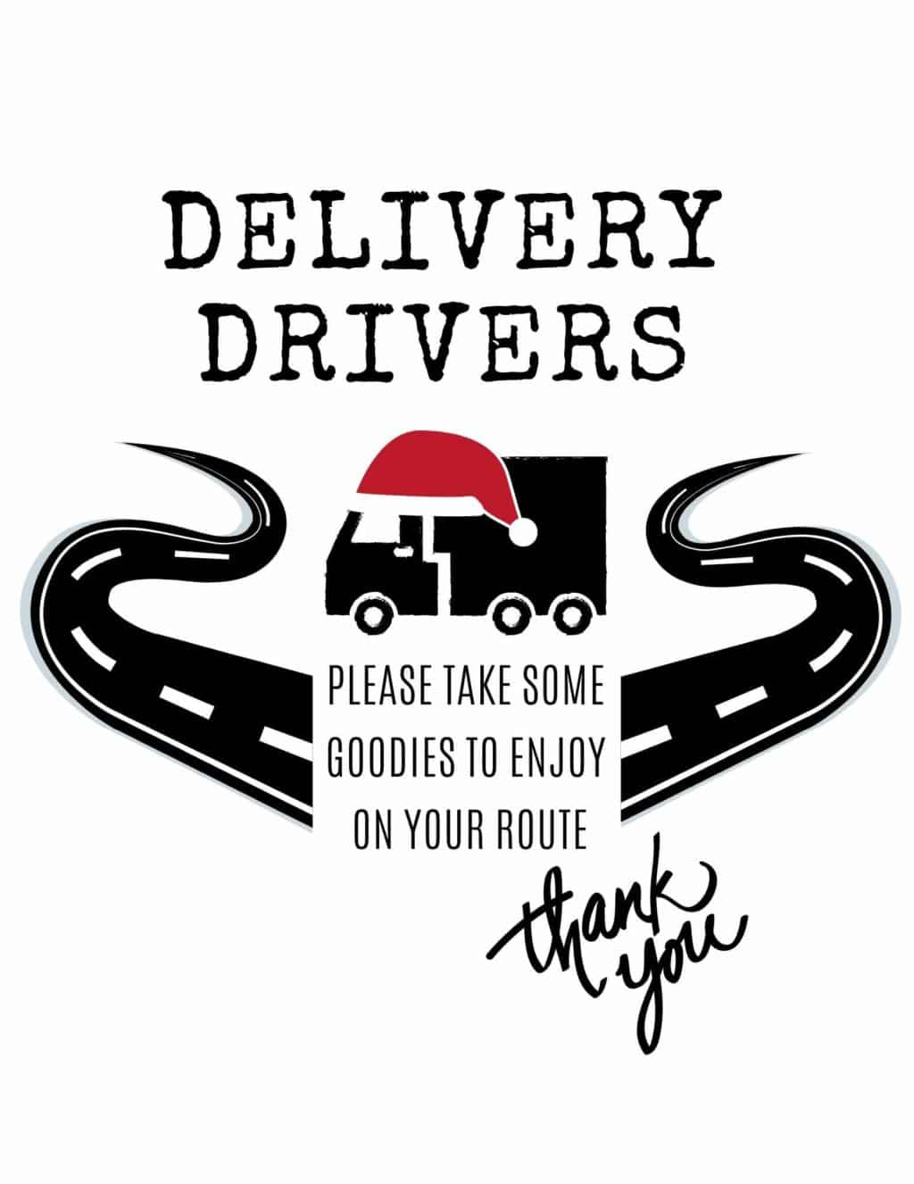 Delivery Driver Snack Sign Printable Free - Printable Party Favors inside Delivery Driver Treat Sign Free Printable