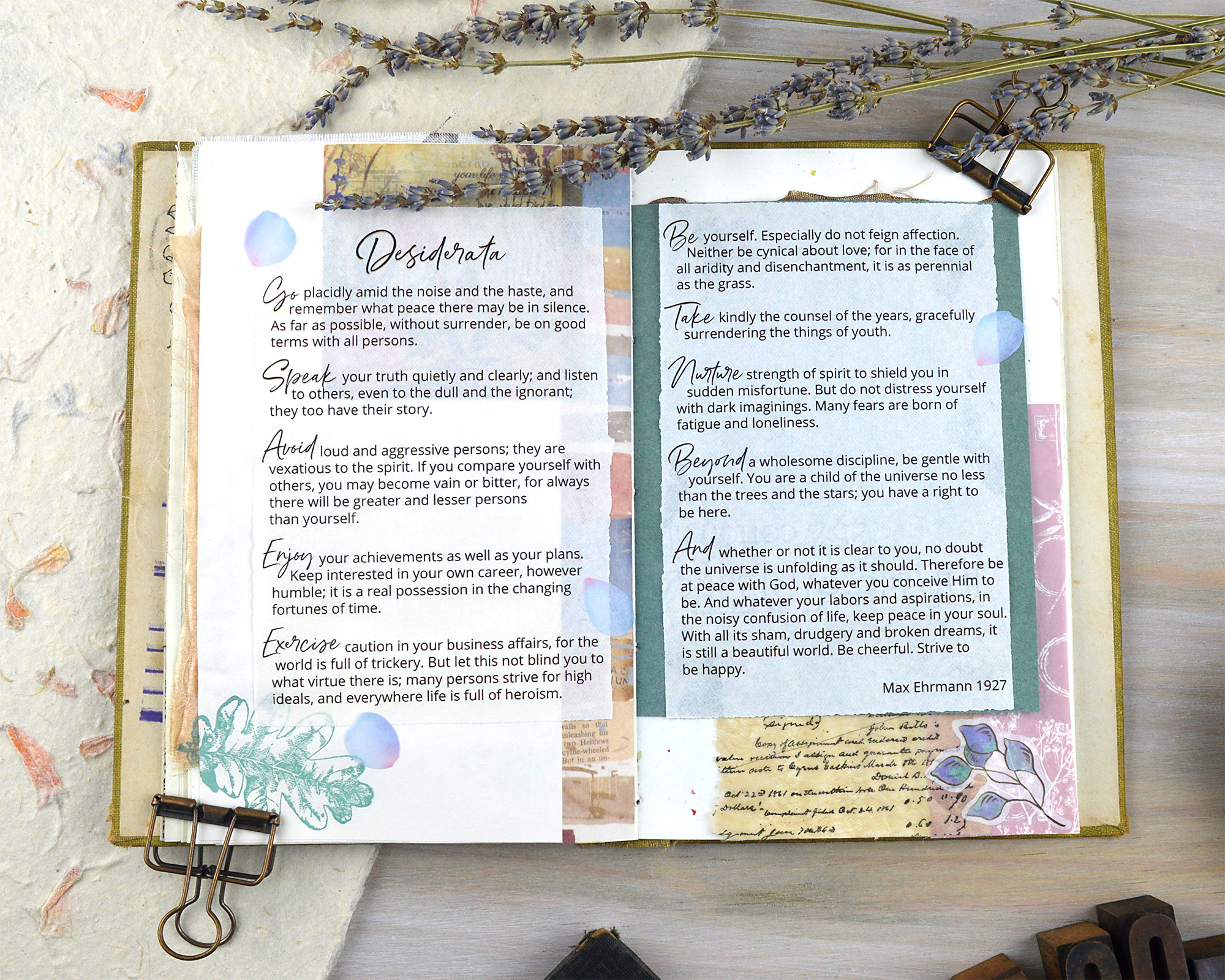 Desiderata - Free Printable Poem For Your Journal Pages with Desiderata Printable Free
