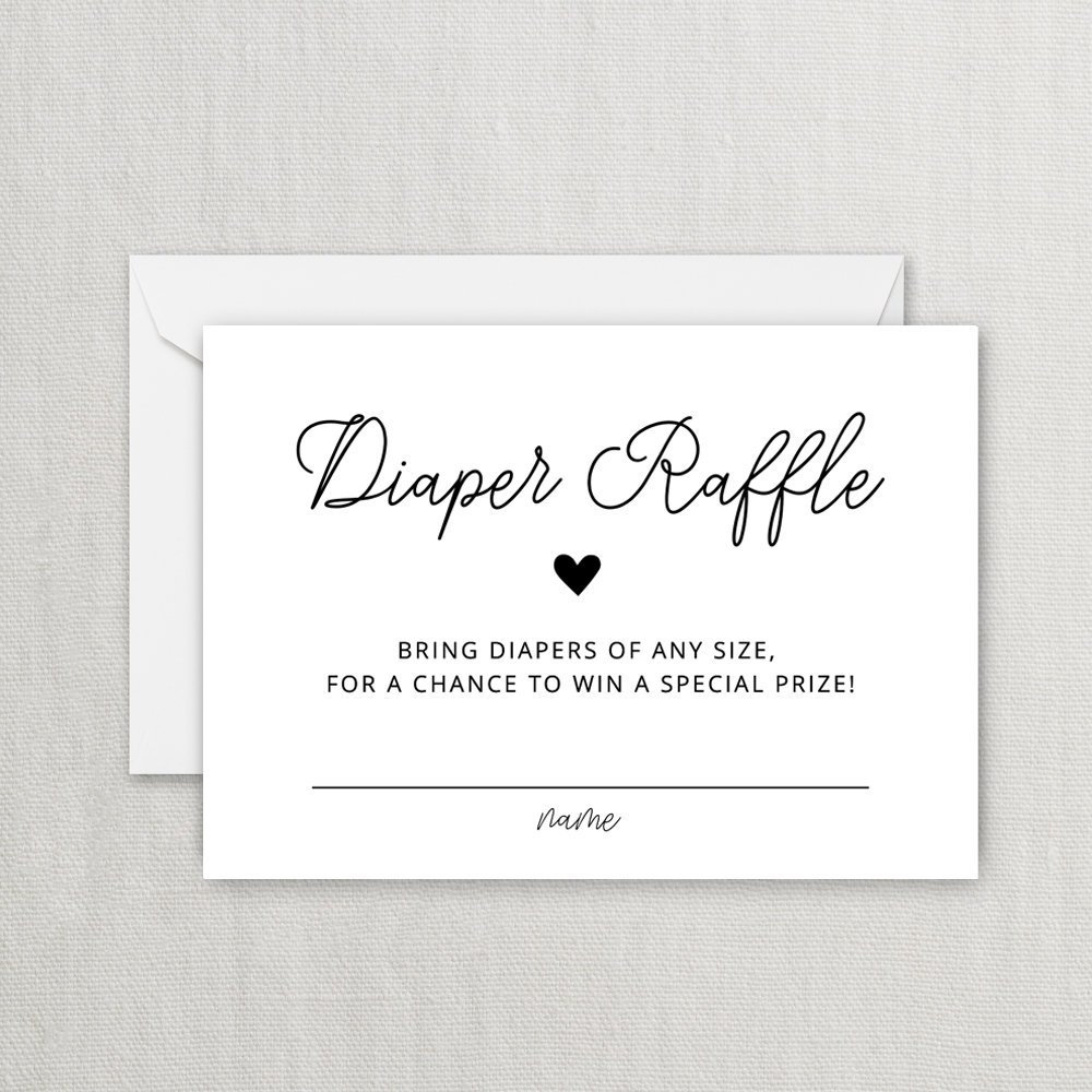 Diaper Raffle Card - Gender Neutral - Black And White - Baby with regard to Diaper Raffle Tickets Free Printable Black and White