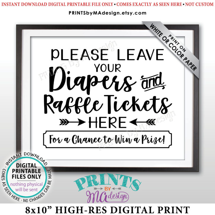 Diaper Raffle Tickets Free Printable Black and White