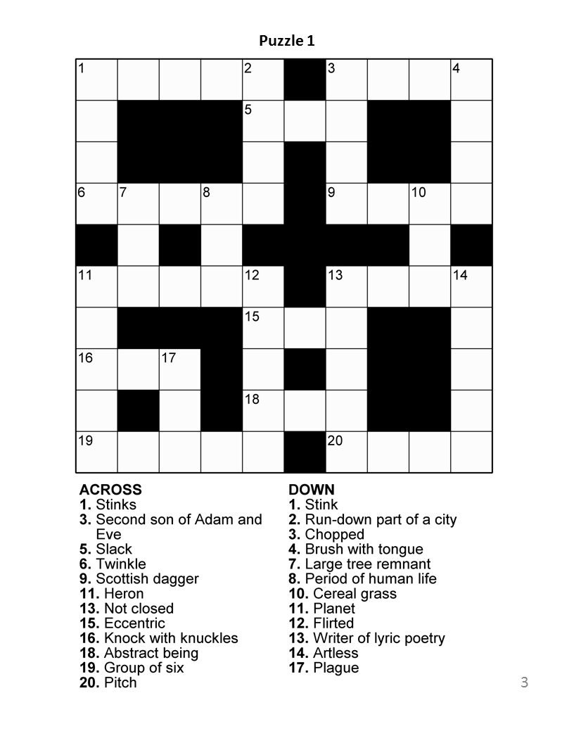 Digital Download 100 Printable Crossword Puzzles For Adults, Fun intended for Free Crosswords For Seniors Printable