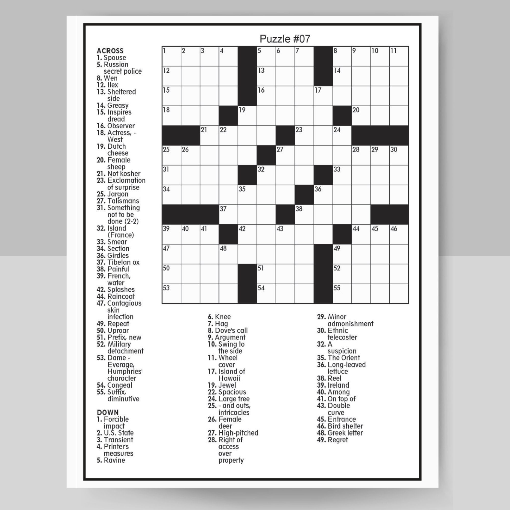 Digital Download 100 Printable, Crossword Puzzles For Adults, Fun with Printable Crosswords Uk