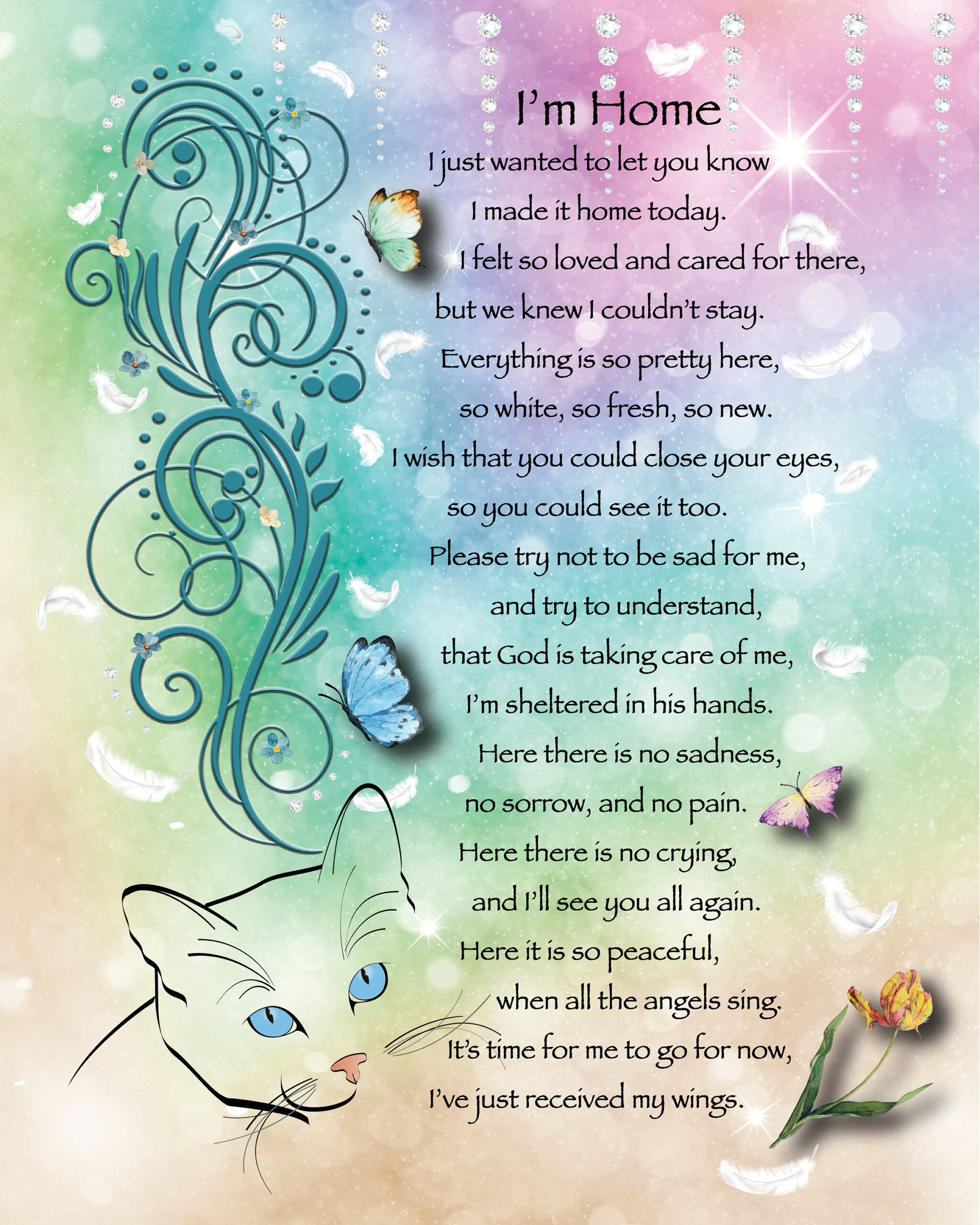 Digital Download 8X10 &amp;quot;I Made It Home&amp;quot; Cats Poem, You Download intended for I Made It Home Poem Printable