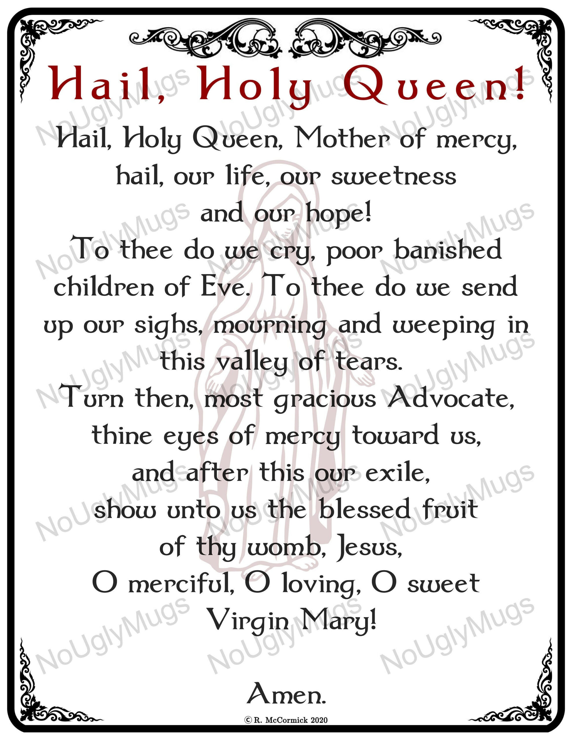 Digital Download: Hail, Holy Queen! pertaining to Free Printable Hail Holy Queen Prayer