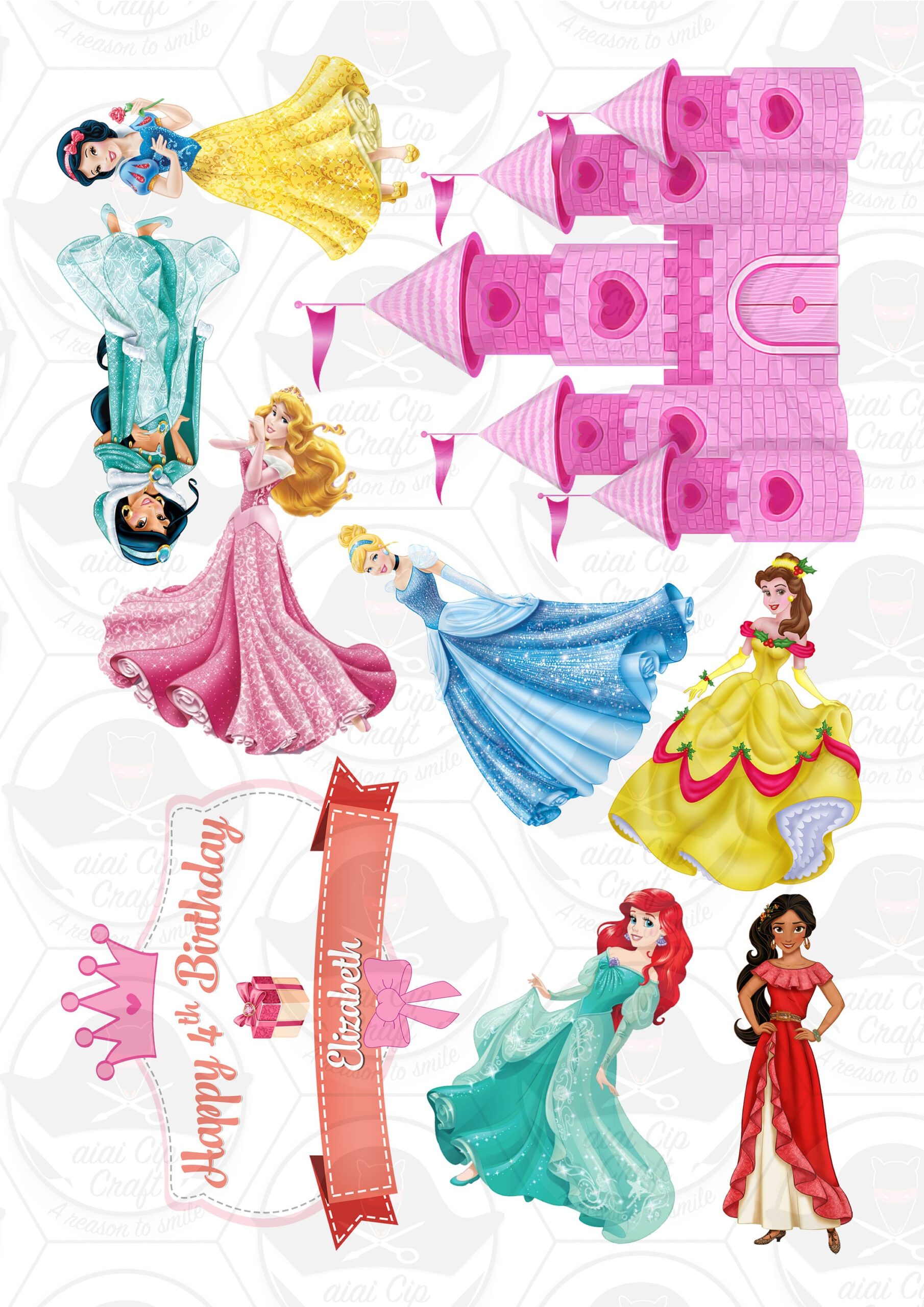 Digital Printable Castle Princess Cake Topper - Etsy Canada intended for Printable Princess Cake Toppers