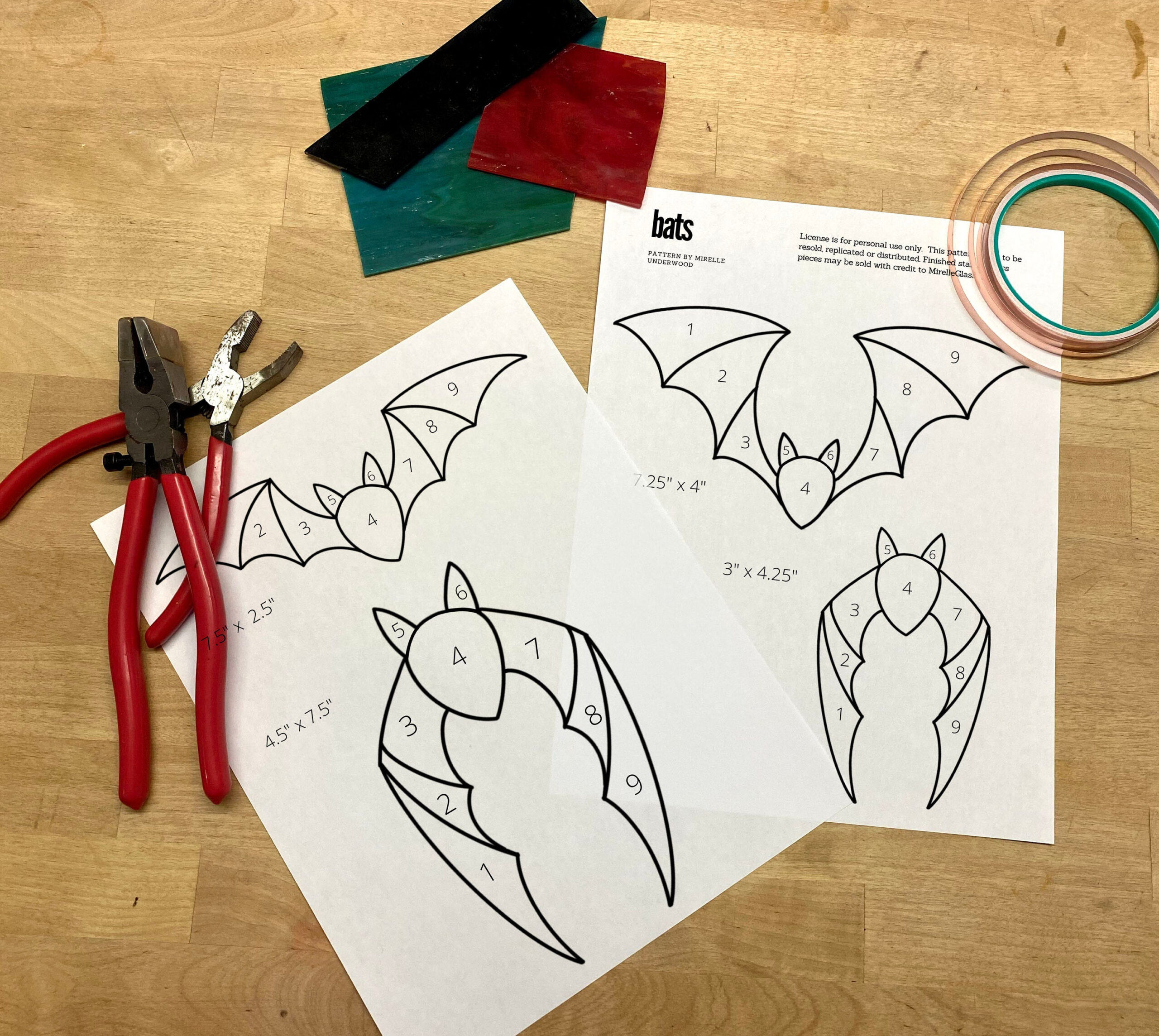 Digital Stained Glass Pattern / Set Of 3 Bat Halloween Ornaments pertaining to Printable Stained Glass Bat Pattern