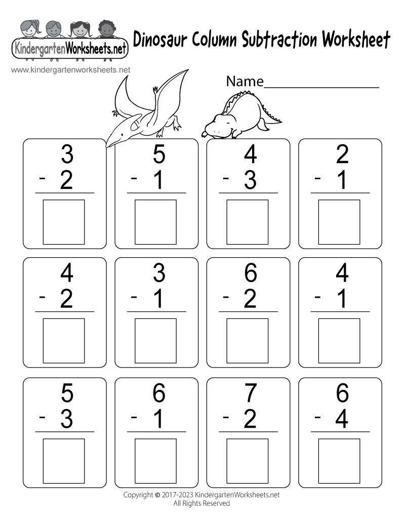 Dinosaur Column Subtraction Worksheet - Free Printable, Digital, &amp;amp; Pdf inside Column Subtraction With Birds Worksheet