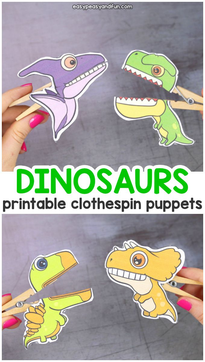Dinosaurs Clothespin Puppets - Printable Paper Craft within Free Printable Dinosaur Clothespin Puppets
