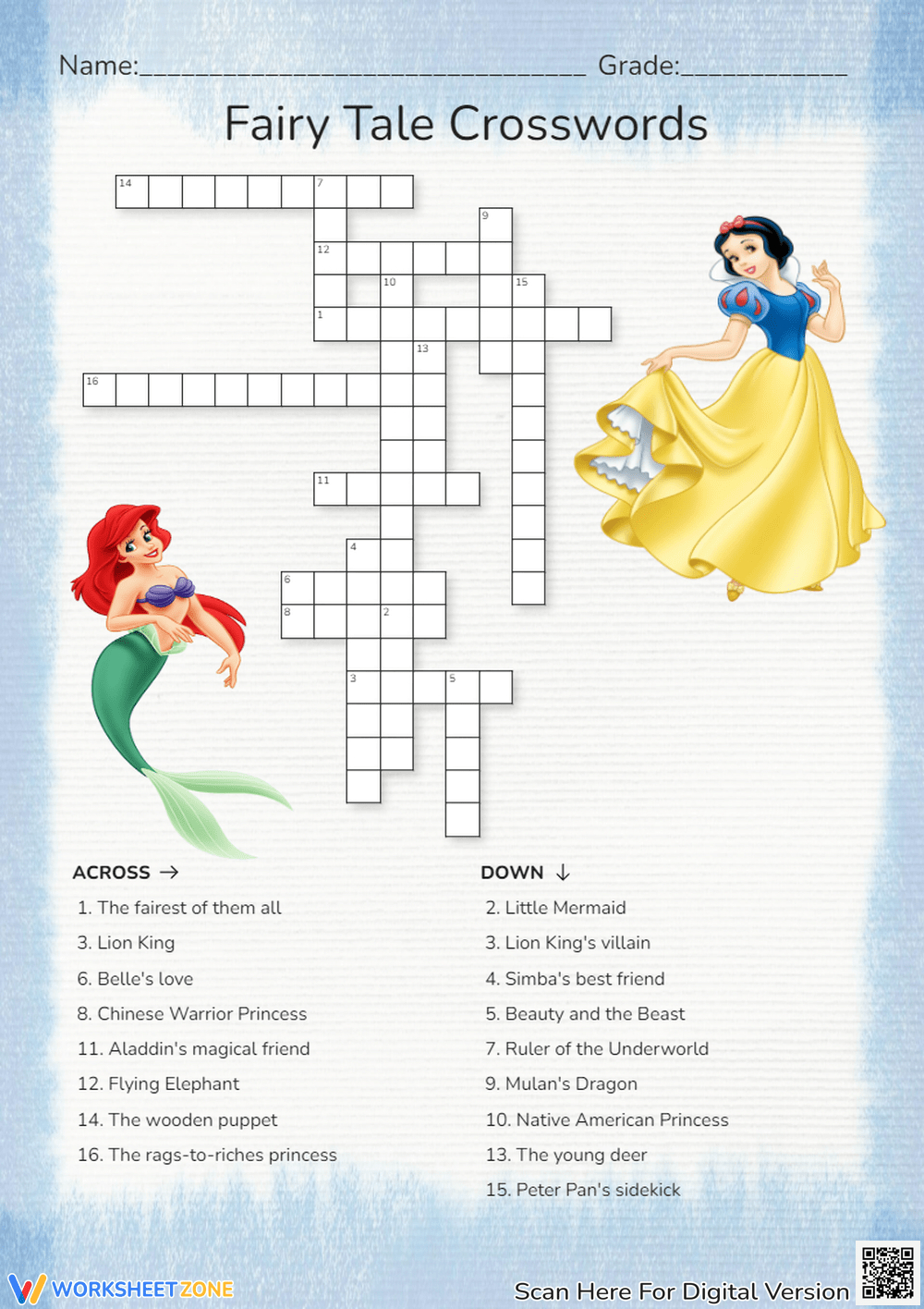 Disney Crossword Puzzles Worksheets 2025 regarding Disney Printable Crossword Puzzles