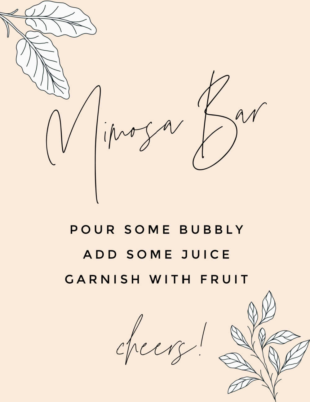 Diy Mimosa Bar Cart With Free Printable Mimosa Bar Sign | intended for Mimosa Bar Free Printable Sign