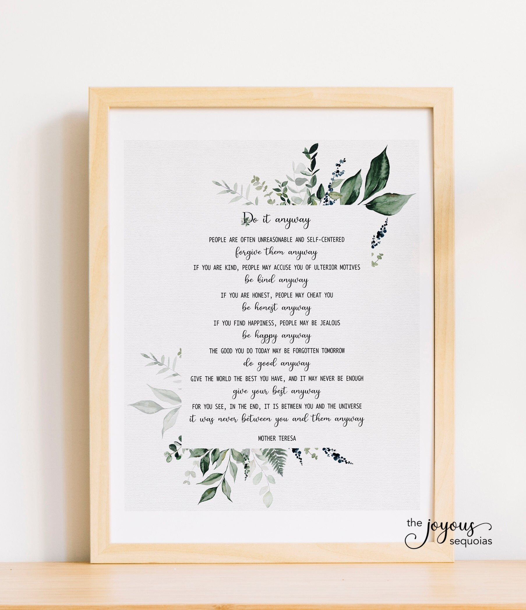 Do It Anyway Printable Poem, Non-Religious Mother Teresa Quote inside Mother Teresa Do It Anyway Printable