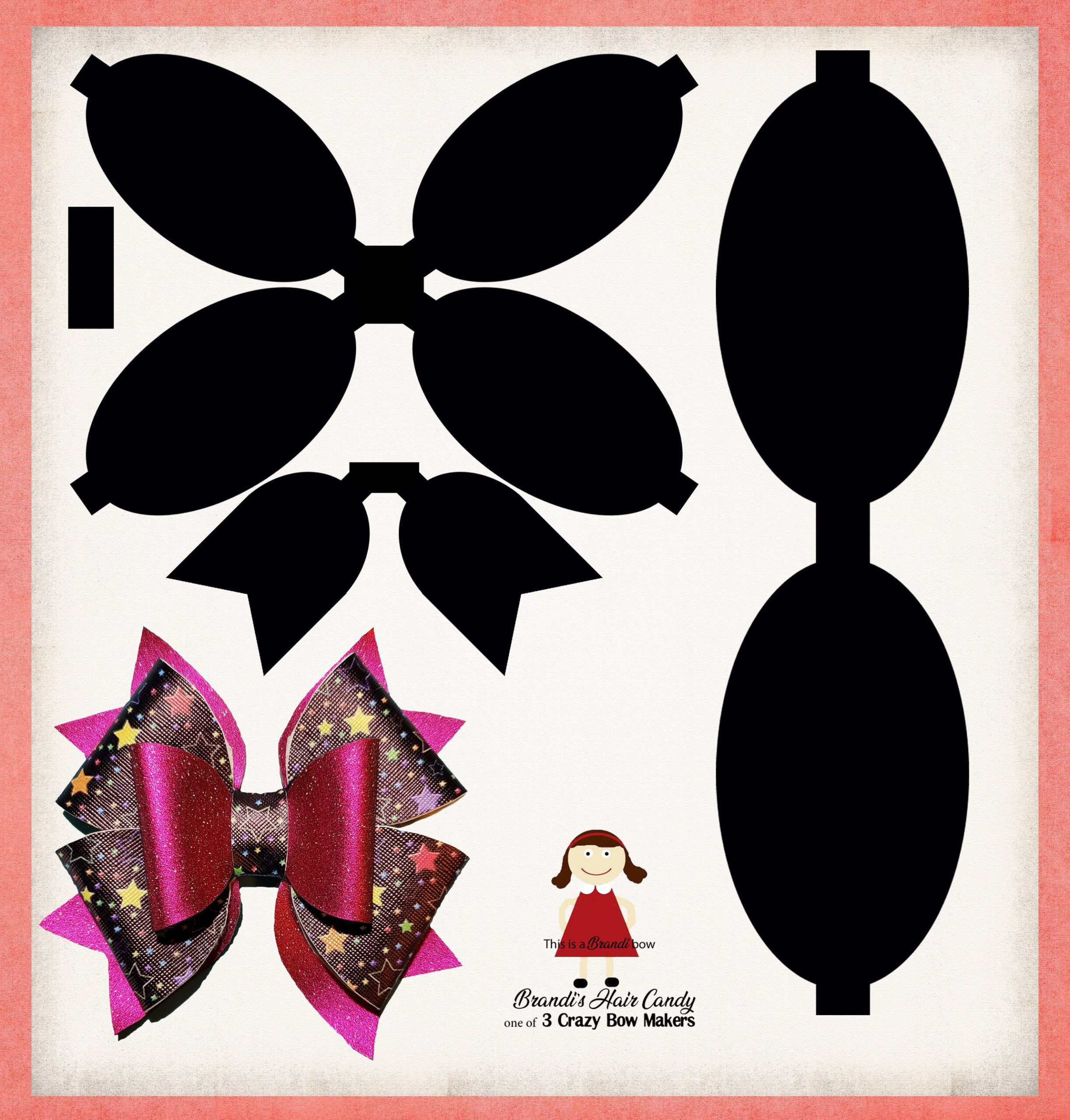 Double Loop Faux Leather Bow Template Svg, Dxf, And Printable Pdf for Faux Leather Bow Template Free Printable