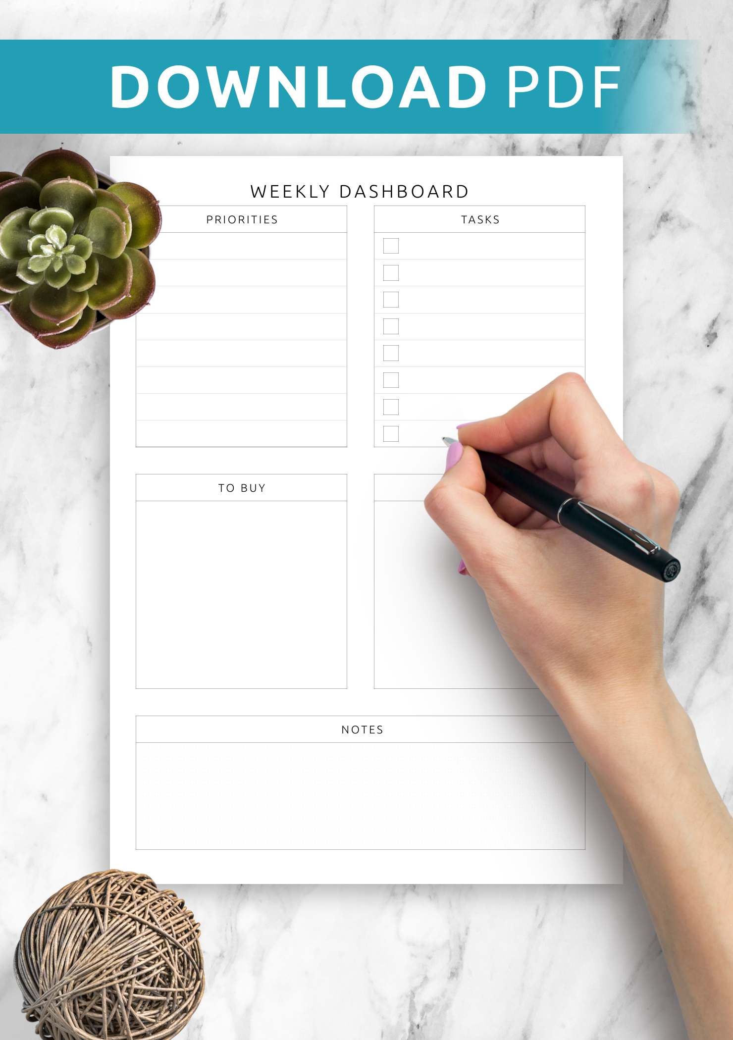 Download Printable Weekly Dashboard Template Pdf inside Free Planner Dashboard Printable