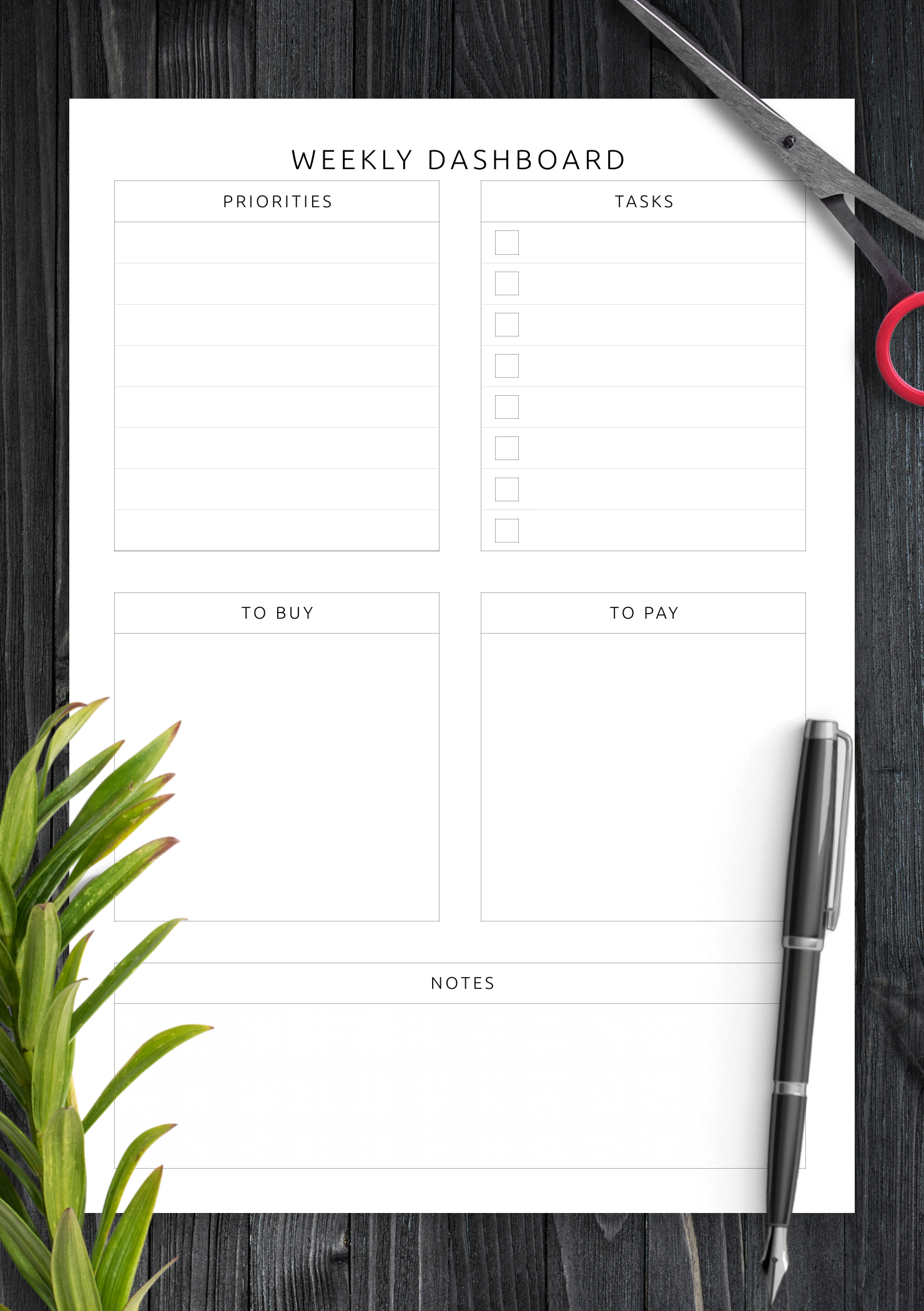 Download Printable Weekly Dashboard Template Pdf intended for Free Planner Dashboard Printable