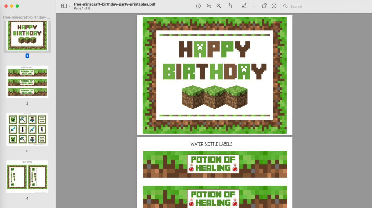 Download These Awesome Free Minecraft Party Printables! | Catch My with Free Printables For Minecraft