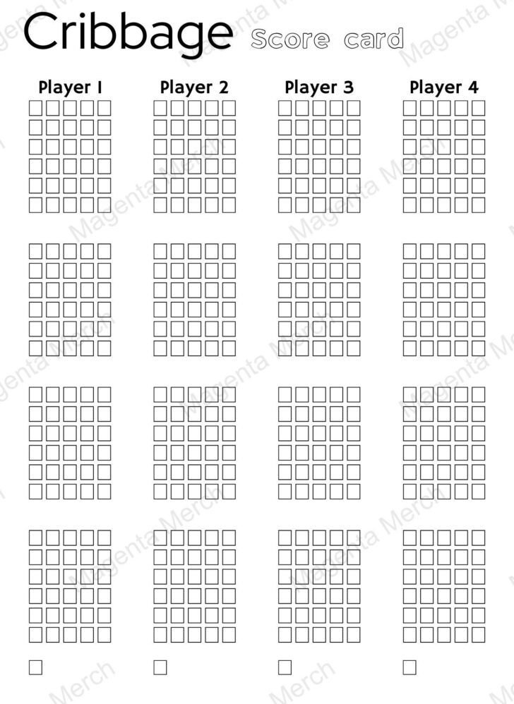 Cribbage Score Sheet Printable