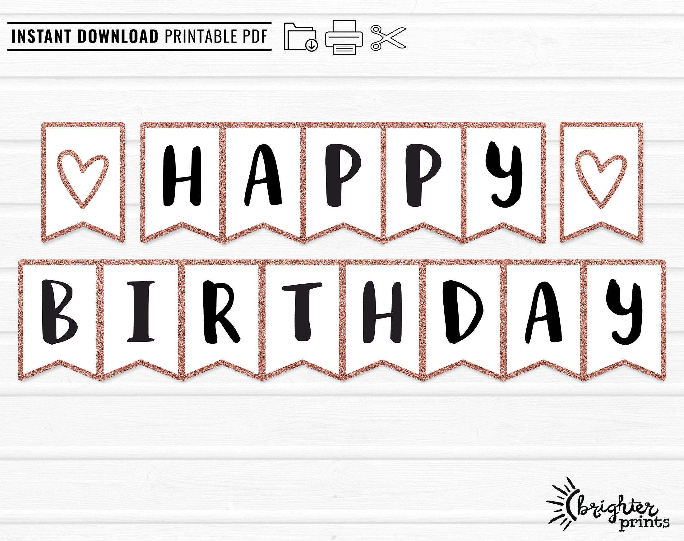 Druckbare Happy Birthday Banner Sofortiger Download - Diy Download &amp;amp; Druck Rose Gold Glitzer Geburtstag Party Decor Wimpelkette regarding Happy Birthday Banner Free Printable