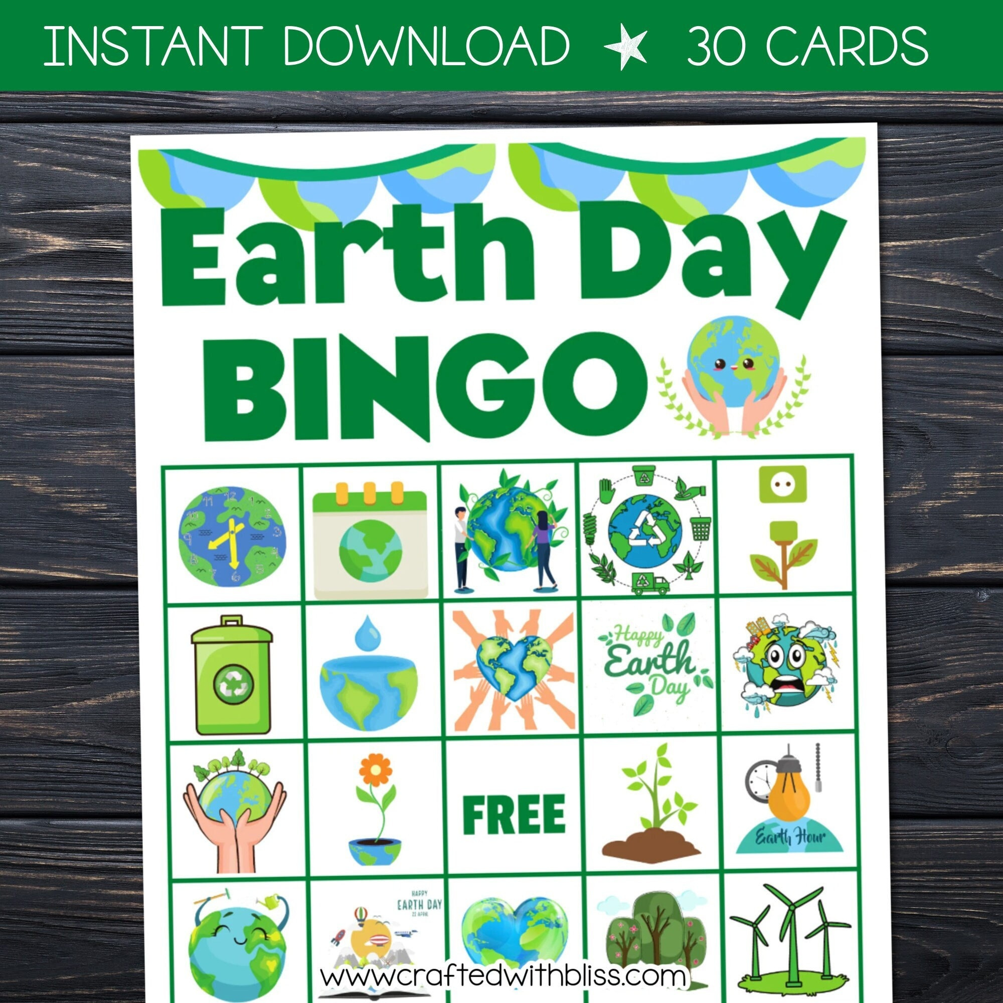 Earth Day Bingo For Kids, Earth Day Bingo Birthday Party in Earth Day Bingo Cards