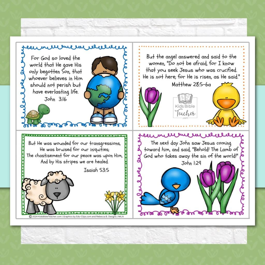 Easter Bible Verse Cards Set - Kids Bible Teacher throughout Printable Easter Verses For Cards