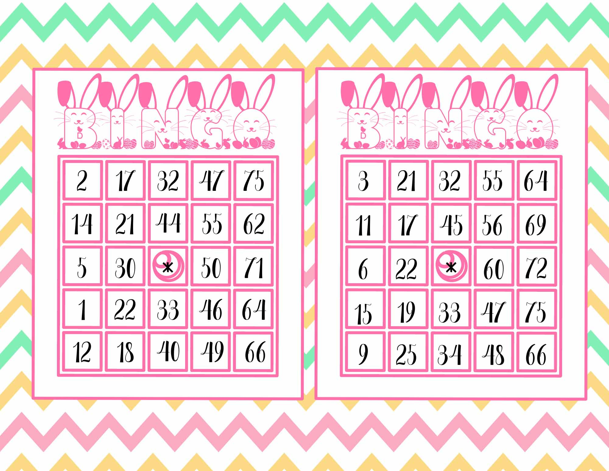 Easter Number Bingo Cards in Easter Bingo Cards With Numbers