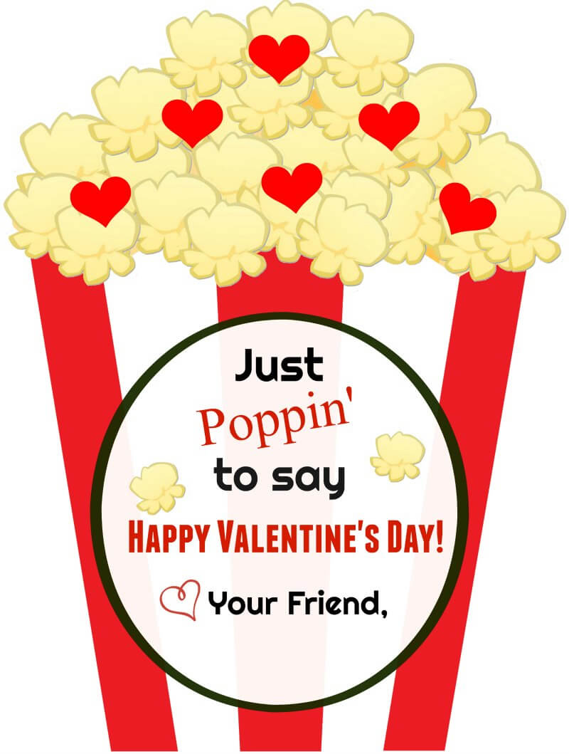 Easy Popcorn Valentine&amp;#039;S Day Cards / Free Printable Included within Popcorn Valentine Printable Free