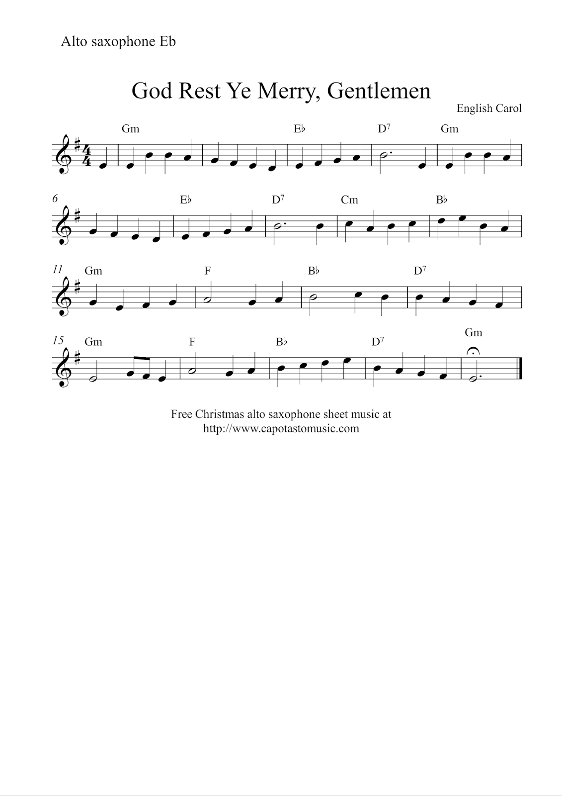 Easy Sheet Music For Beginners: Free Easy Alto Saxophone Sheet in Free Printable Sheet Music For Alto Saxophone