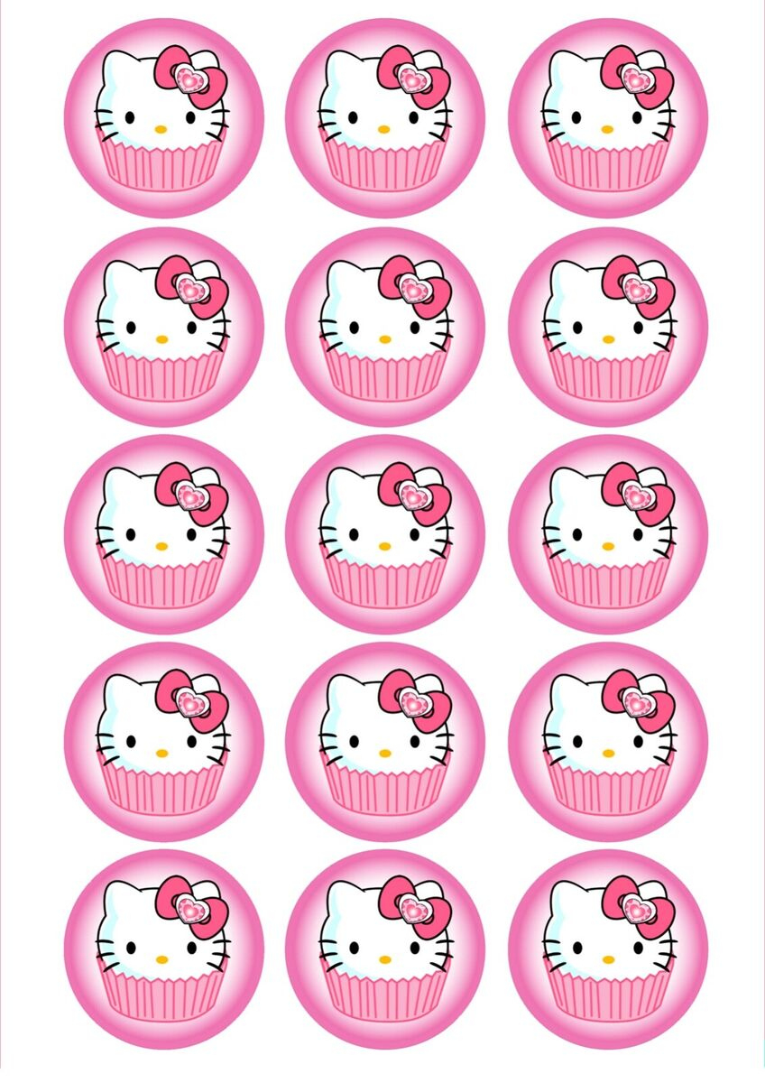 Edible Cupcake / Cookie Toppers Hello Kitty Pre Cut Icing Sheet -Australian Made intended for Printable Hello Kitty Cupcake Toppers